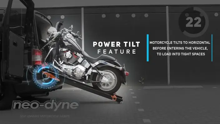 Neo-Dyne Motorcycle Loader Tilt Feature